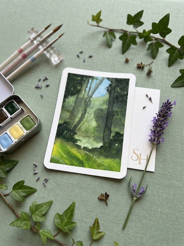 Enchanted Forest Woodland Watercolor Painting | Nature Art