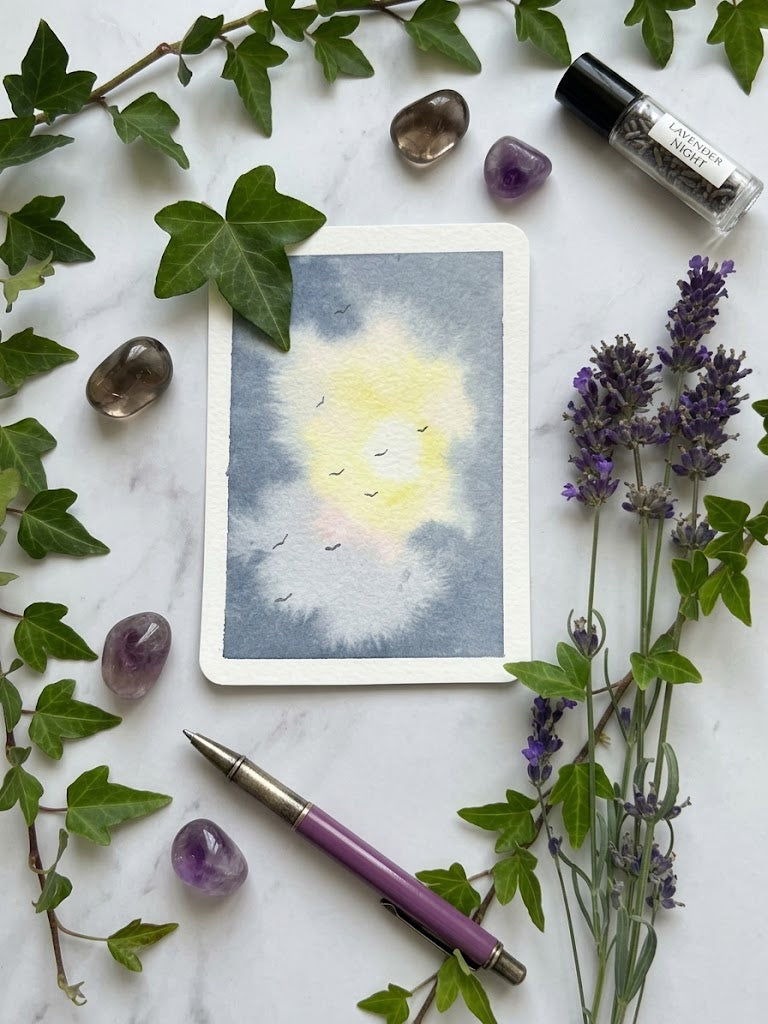 Dreamy Sunset Sky Cloud Watercolor Painting | Nature Art
